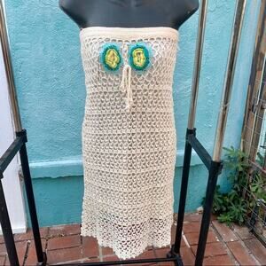 VINTAGE 90s COTTON CROCHET CONVERTIBLE DRESS OR SKIRT MADE IN FRANCE